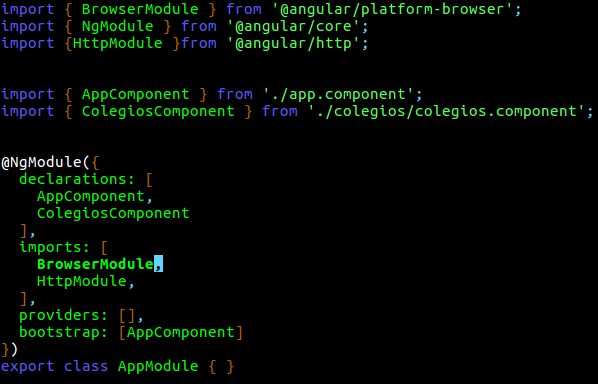 archivo app.module.ts de angular