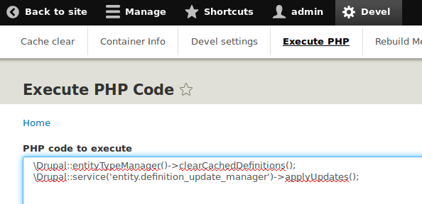 Ejecución de código PHP usando Devel