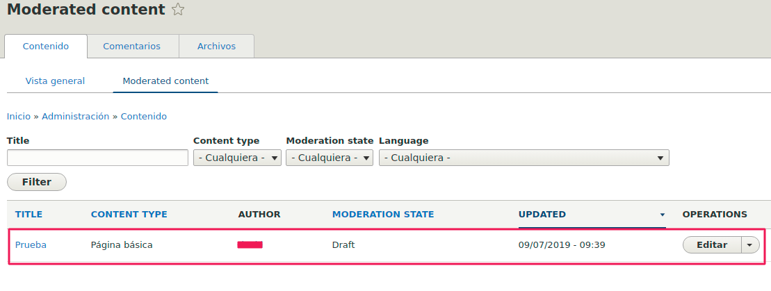 Pasos para configurar el módulo Content Moderation en Drupal 8 ...